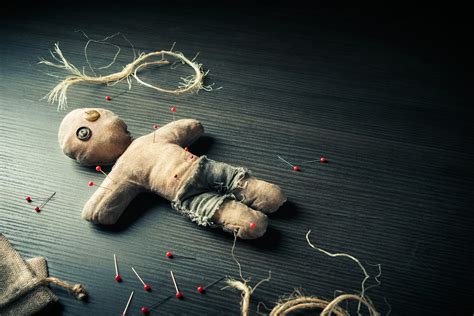 Set of eerie voodoo dolls for terror